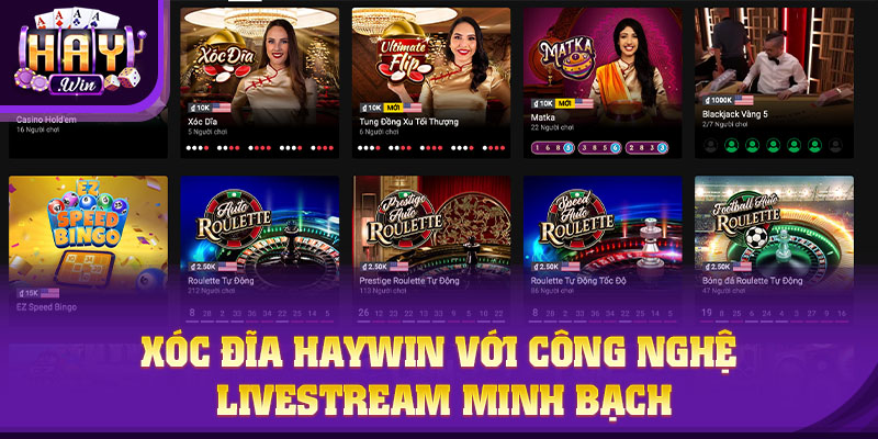 Xóc Đĩa HAYWIN với công nghệ livestream minh bạch